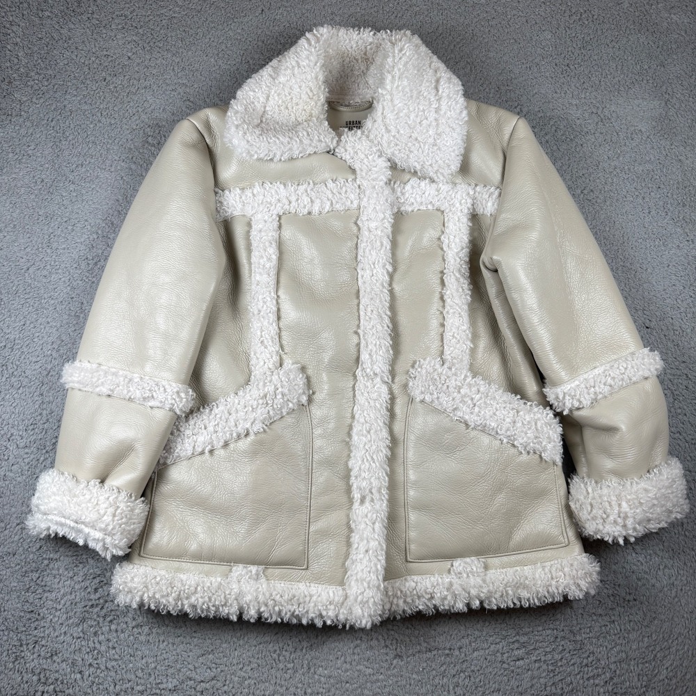 Urban‎ Outfitters Jacket Womens Small Willa Faux Leather Boucle Sherpa Outdoors